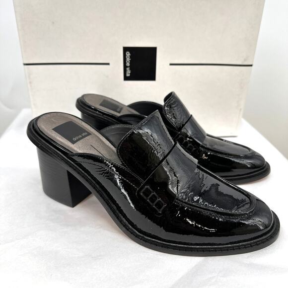 DOLCE VITA New in Box Evereve Mali Patent Heeled Loafer in Black Midnight // 9.5